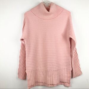 Philosophy Strawberry Pink Horizontal Knit Stripe Turtleneck Sweater
